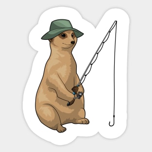 Meerkat Fishing Fisher Fishing rod Sticker